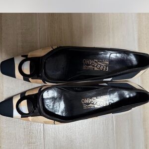 Salvatore Ferragamo Women's Black and Tan Shoes